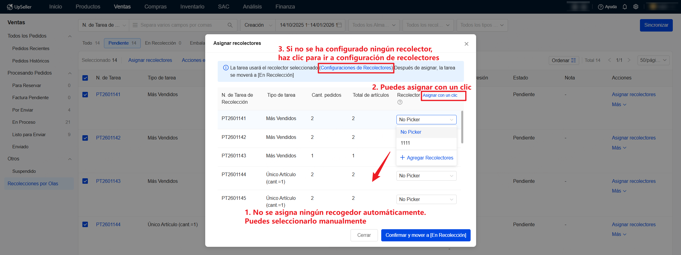 Paso 3: Asignar Recolectores