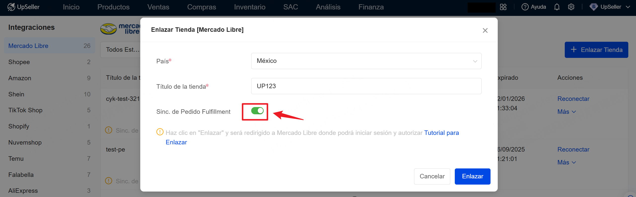 sincronización de pedidos de Mercado Envíos Full