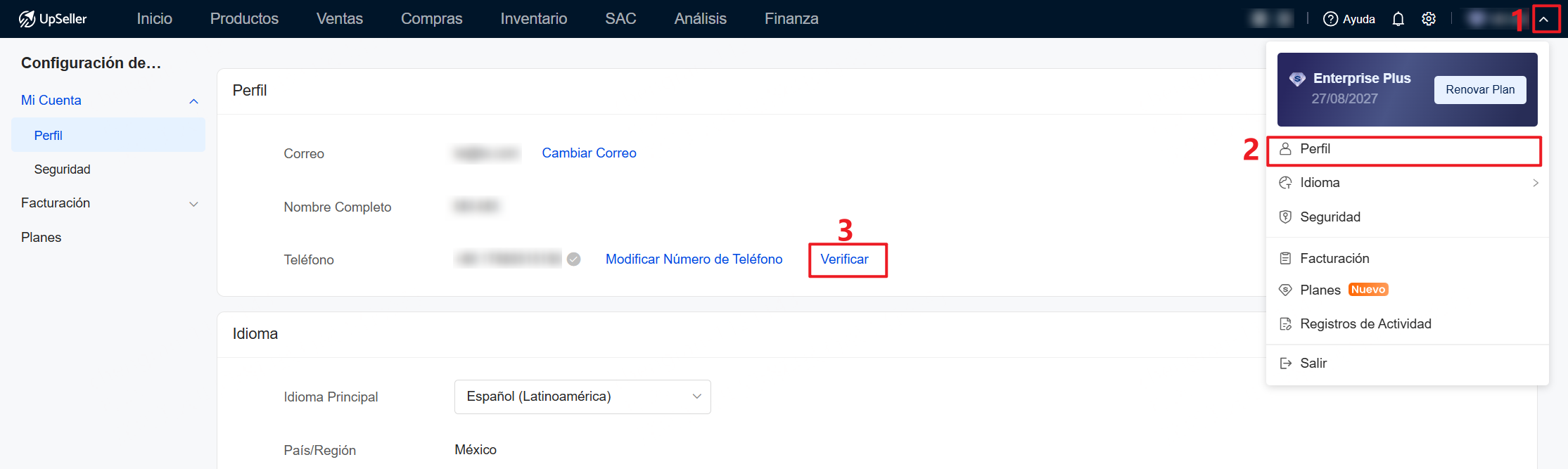 Haz clic en Mi Cuenta >> Perfil >> Verificar