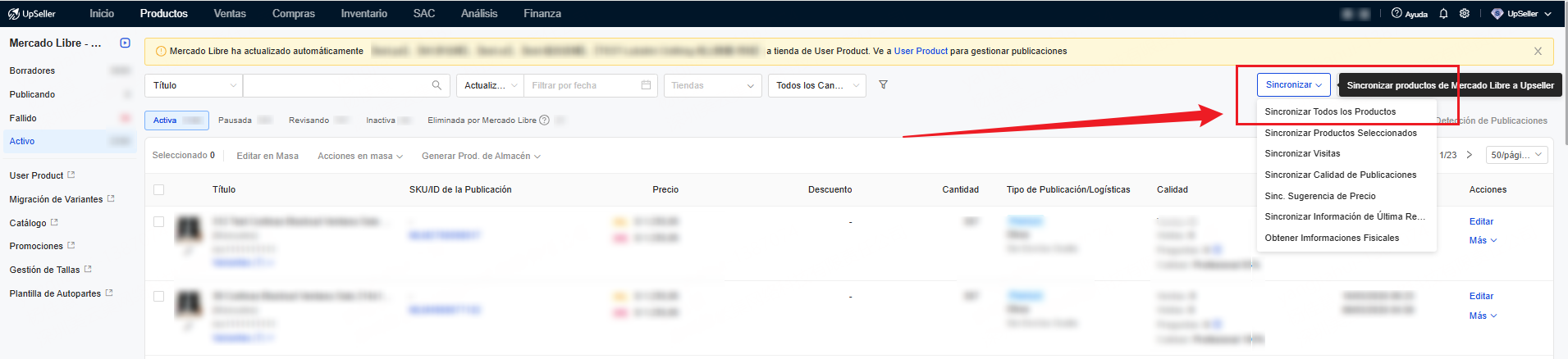 Sincronizar todos los productos