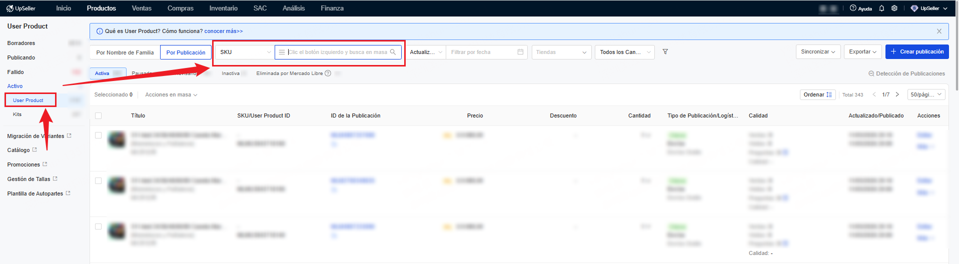 En el campo de búsqueda, localiza la publicación