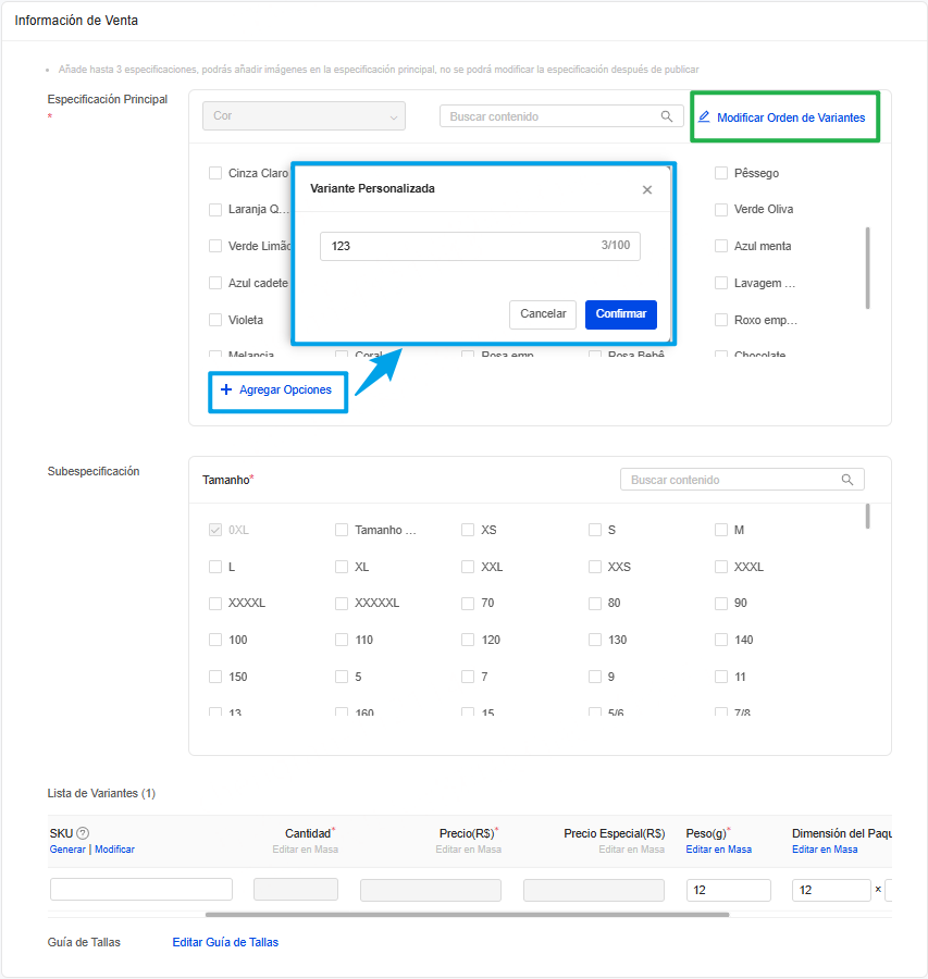 Información de Venta
