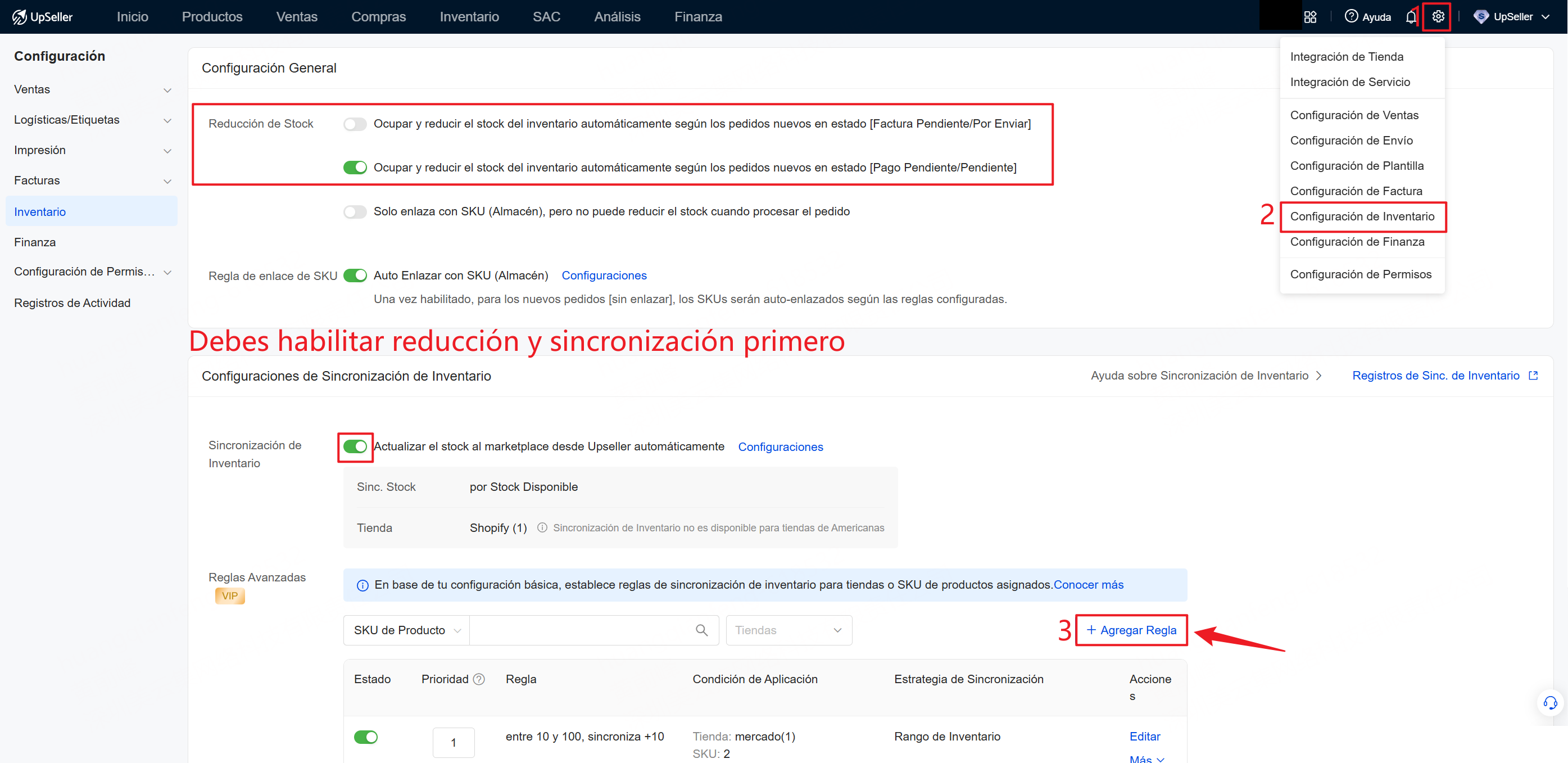  entrada de Agregar Regla
