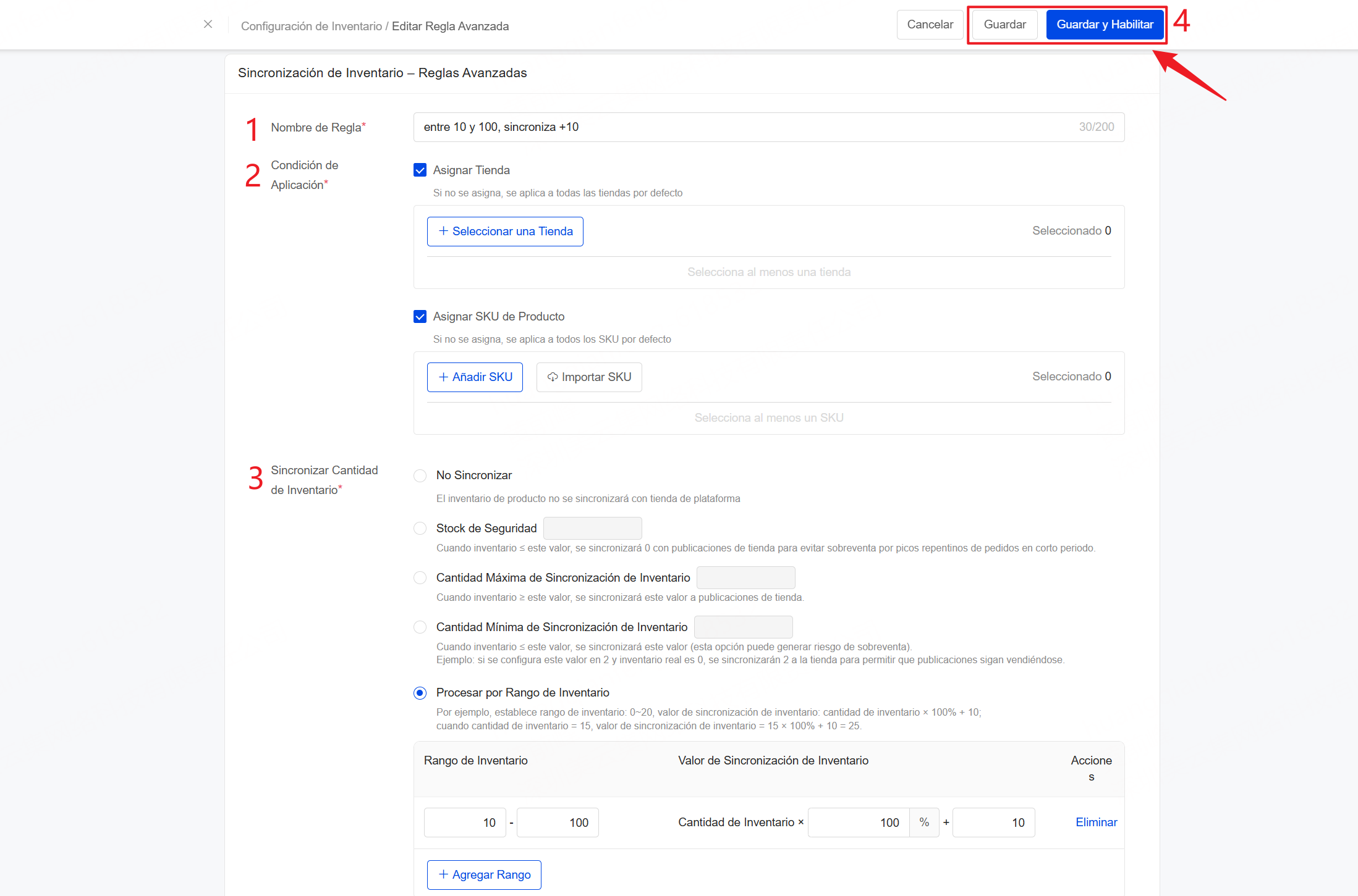 Configurar Regla Avanzada
