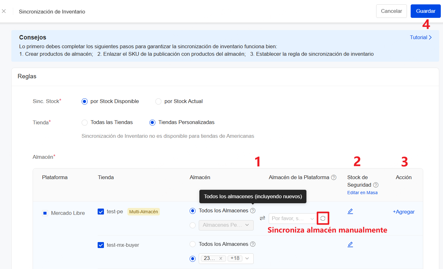 Método 2: Configura regla con Tiendas Personalizadas