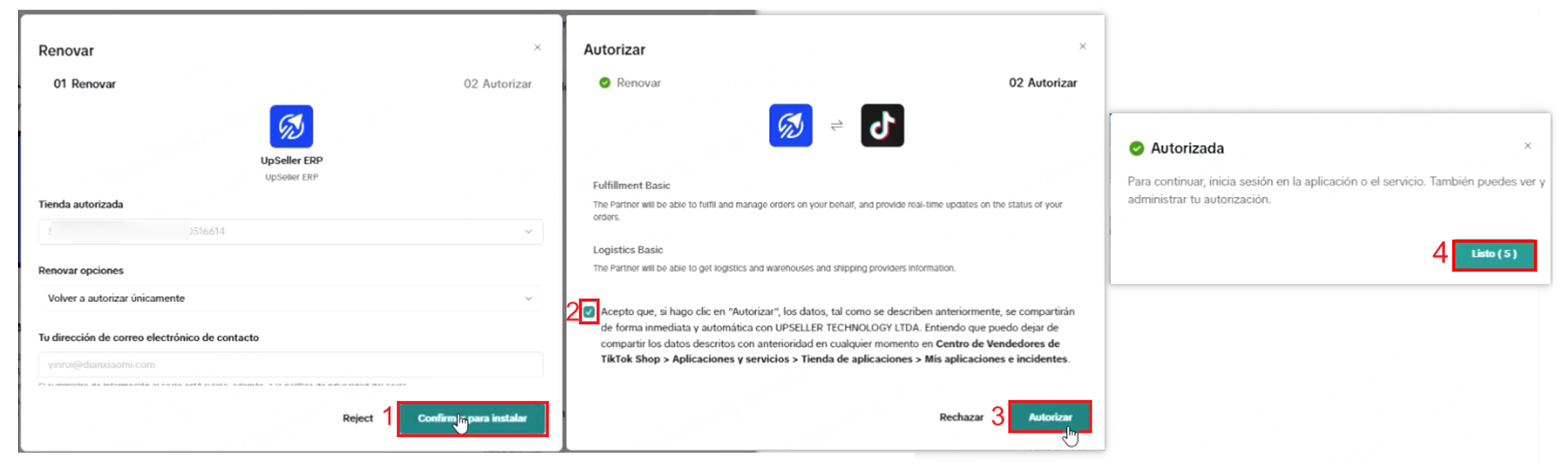 autorizar UpSeller a conectar TikTok Shop