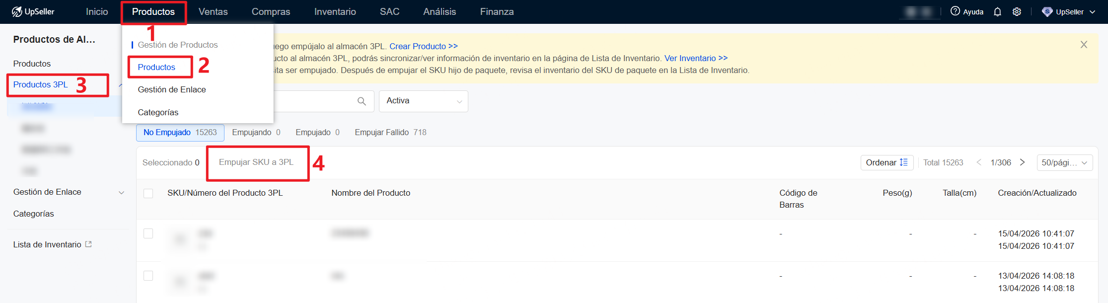 Debes empujar los productos ya creados al nuevo proveedor del servicio.