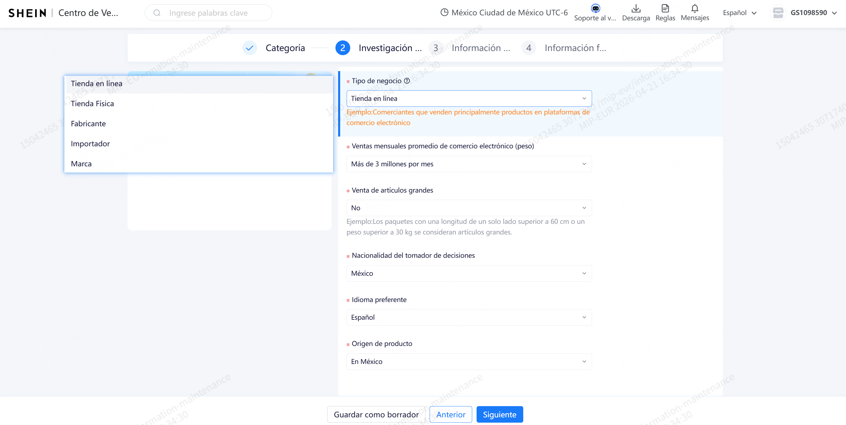 Subir documentos como vendedor de Shein 2026