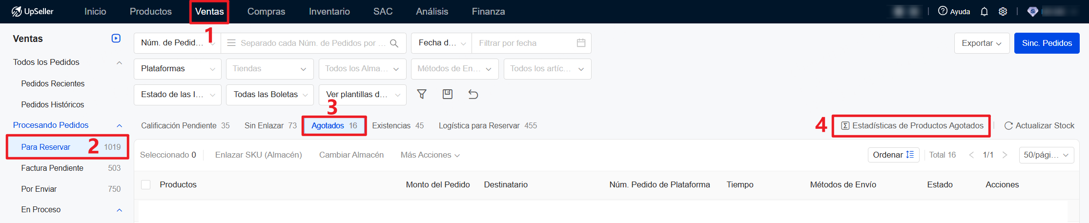 Entrada de Estadísticas de Productos Agotados