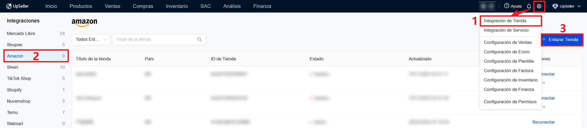 Enlazar tu cuenta desde Integración de Tienda