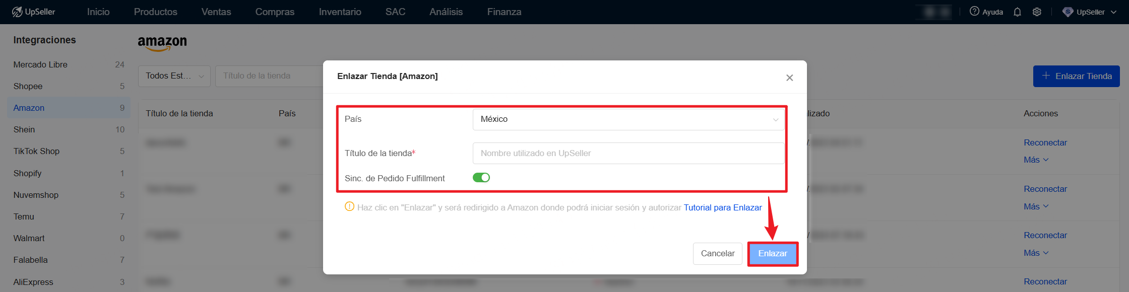 Configura tu tienda de Amazon en UpSeller