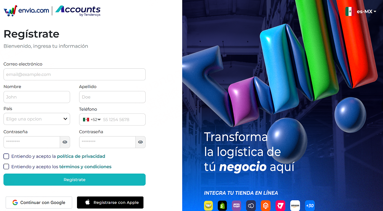 crear una cuenta de envia.com