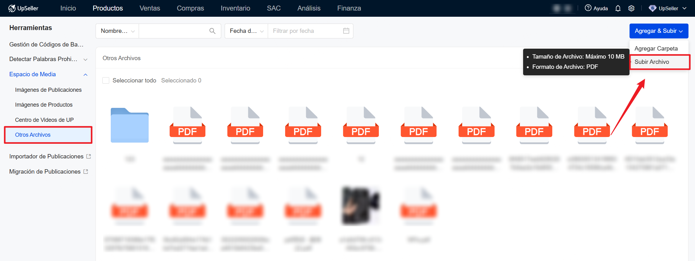 Subir Archivo: Solo se permiten archivos PDF de hasta 10 MB