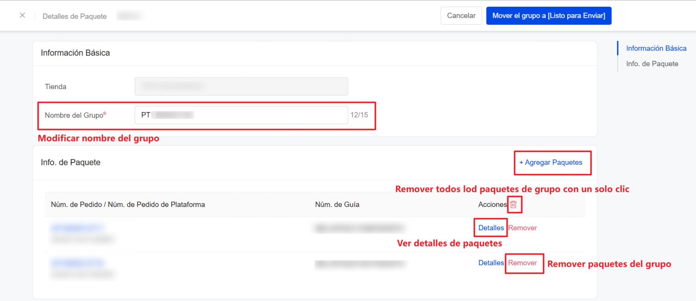 Cómo editar la información del grupo?