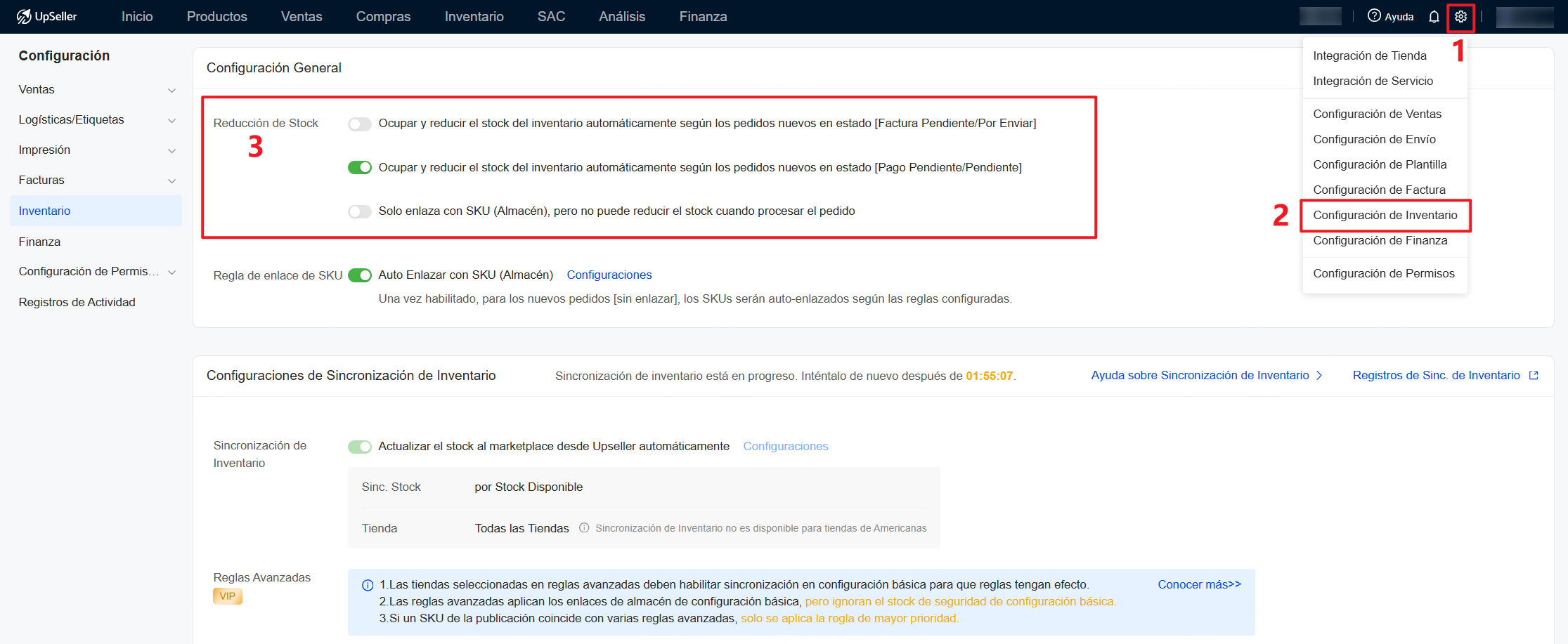 Activar la reducción de stock según tus necesidades