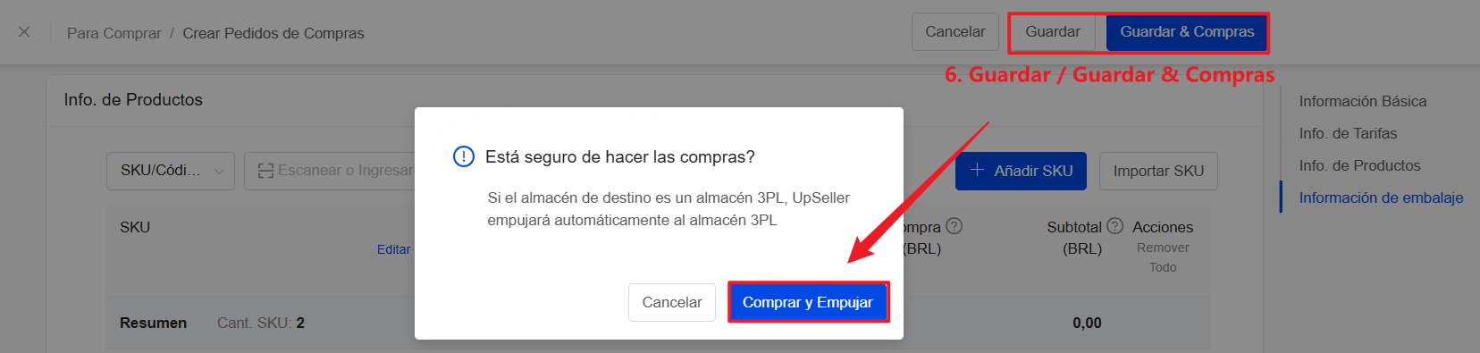 Haz clic en Guardar / Guardar & Compras