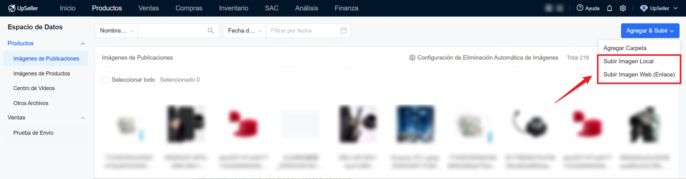 Subir imágenes: Permiten Subir Imagen Local y Subir Imagen Web (Enlace)