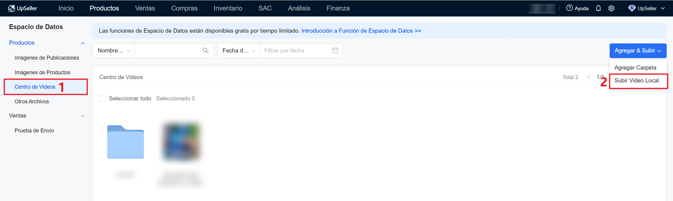 Subir Video Local: Solo se permiten videos locales