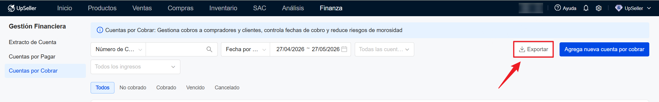 Exportar cuentas por cobrar