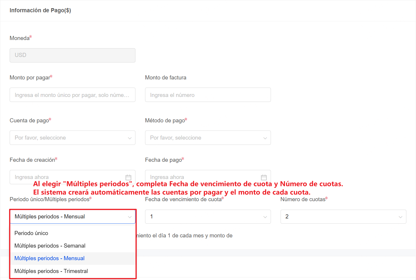 Información de Pago($‎)
