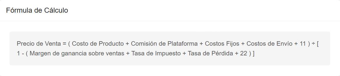 Fórmula de Cálculo