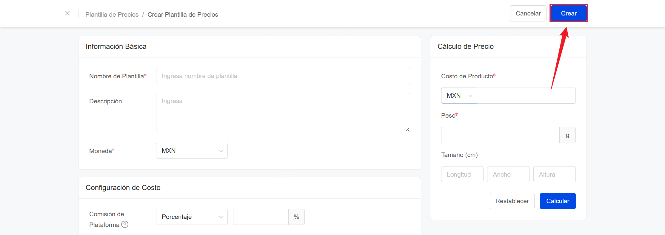 Una vez confirmados todos los datos, haz clic en Crear
