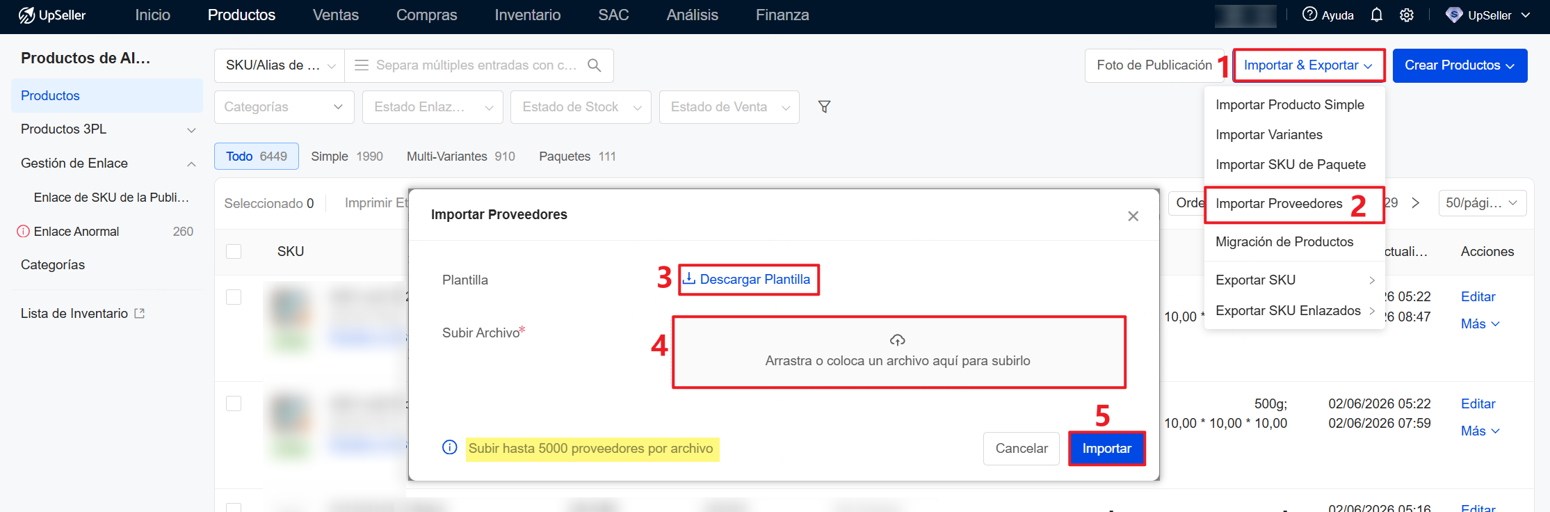 Importar Proveedores mediante Excel