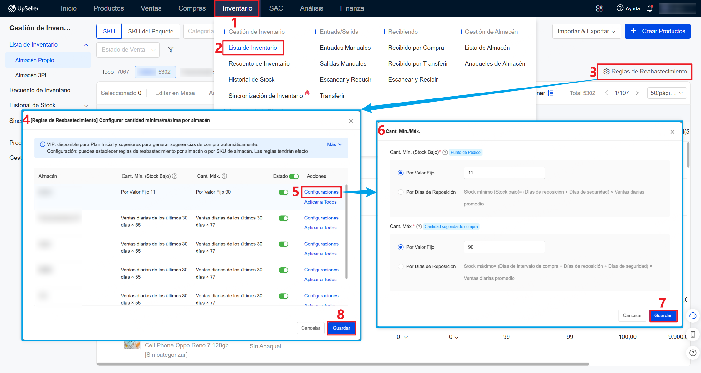 Configurar reglas de reabastecimiento por almacén