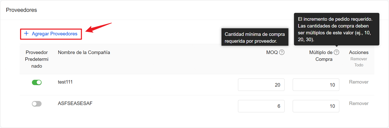 Proveedores