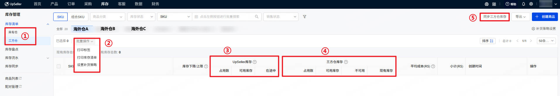 UpSeller 库存清单