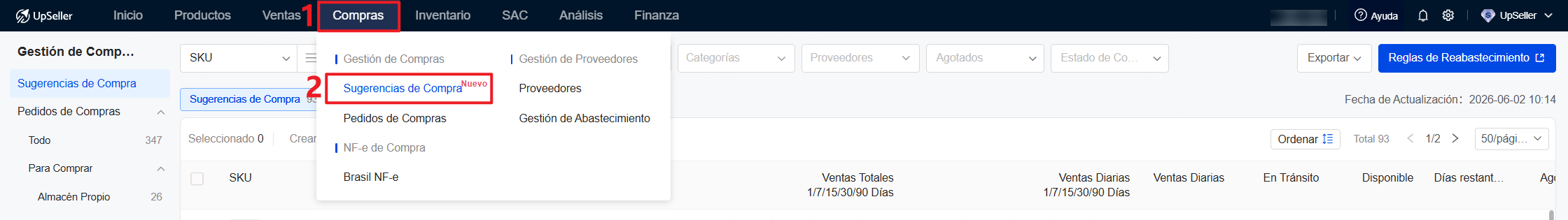 Entrada de Sugerencias de Compra