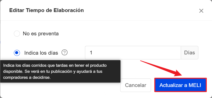 modificar Tiempo de Elaboración