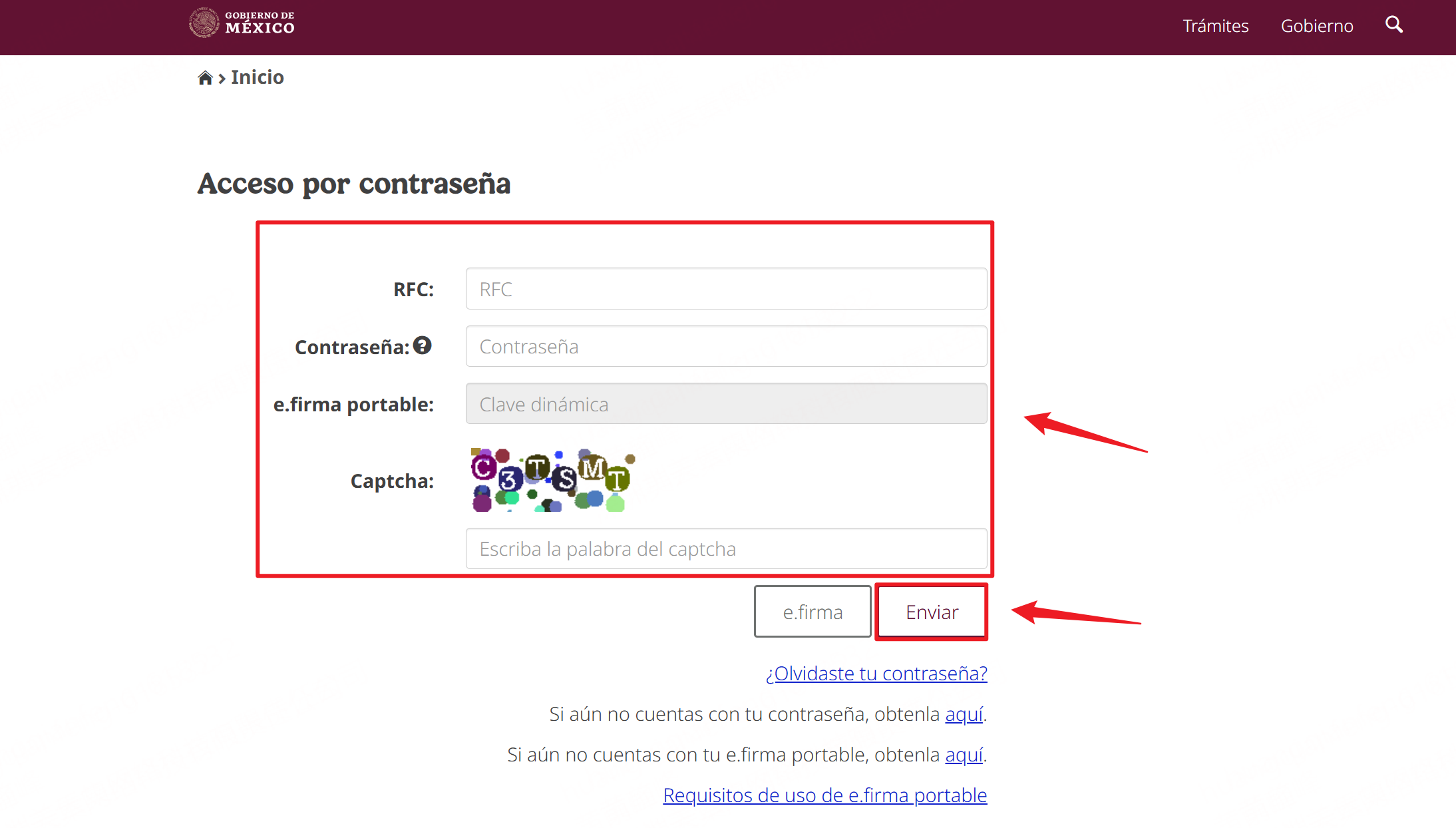 Inicio de sesión con RFC