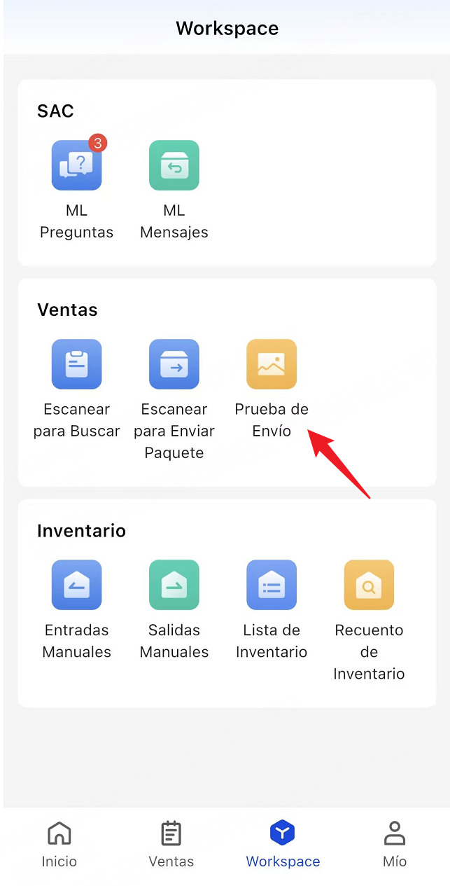 Entrada de Prueba de Envío