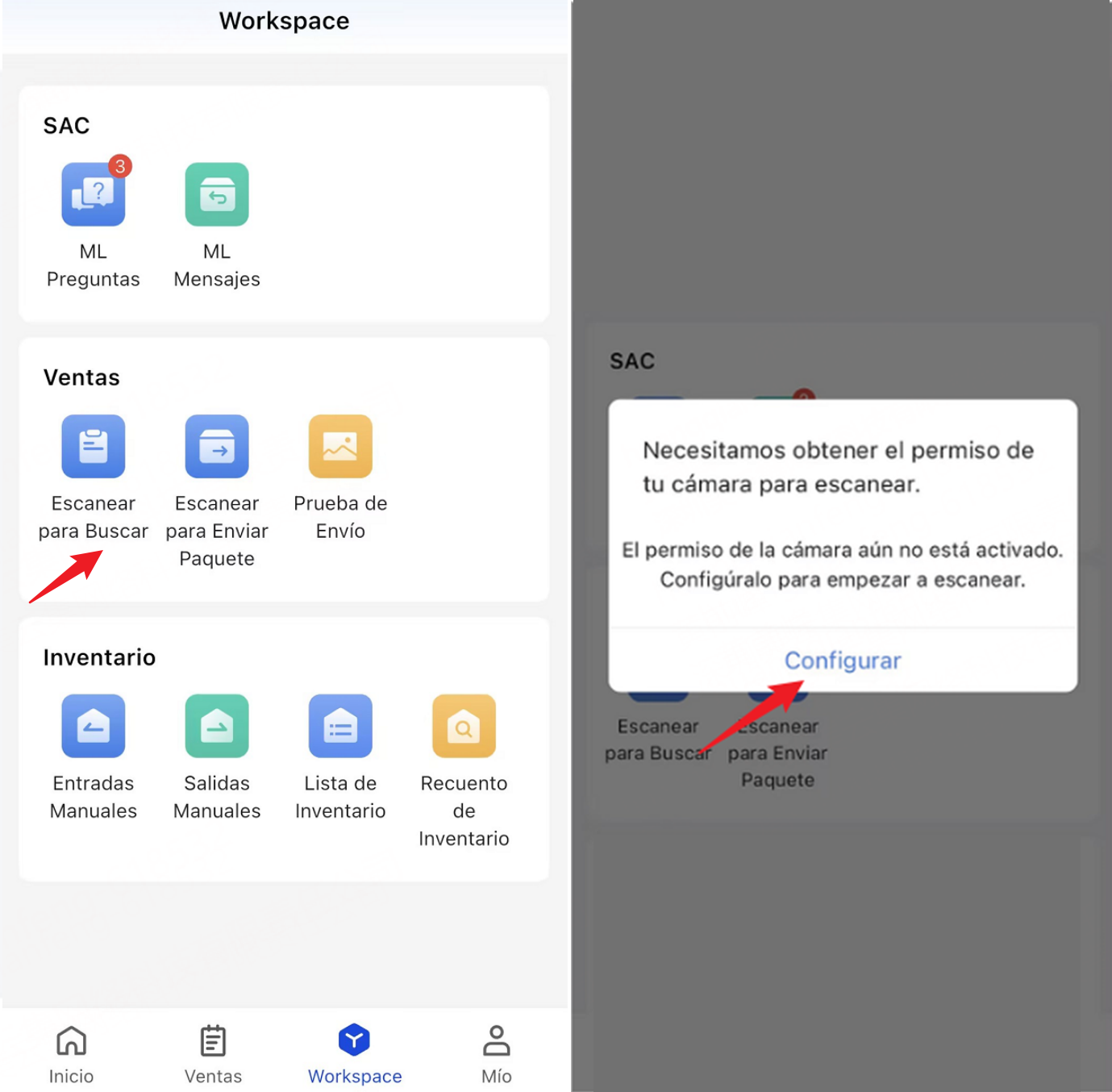  Entrada de Escanear para Buscar en UpSeller App
