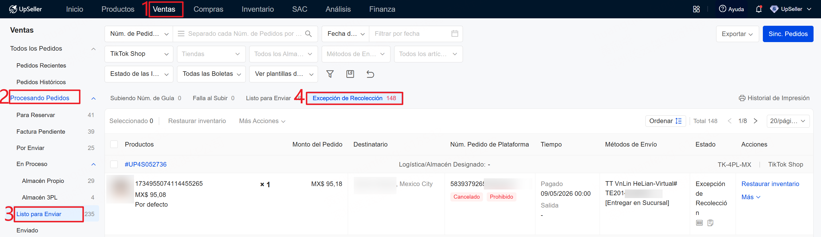 Entrada para restaurar inventario