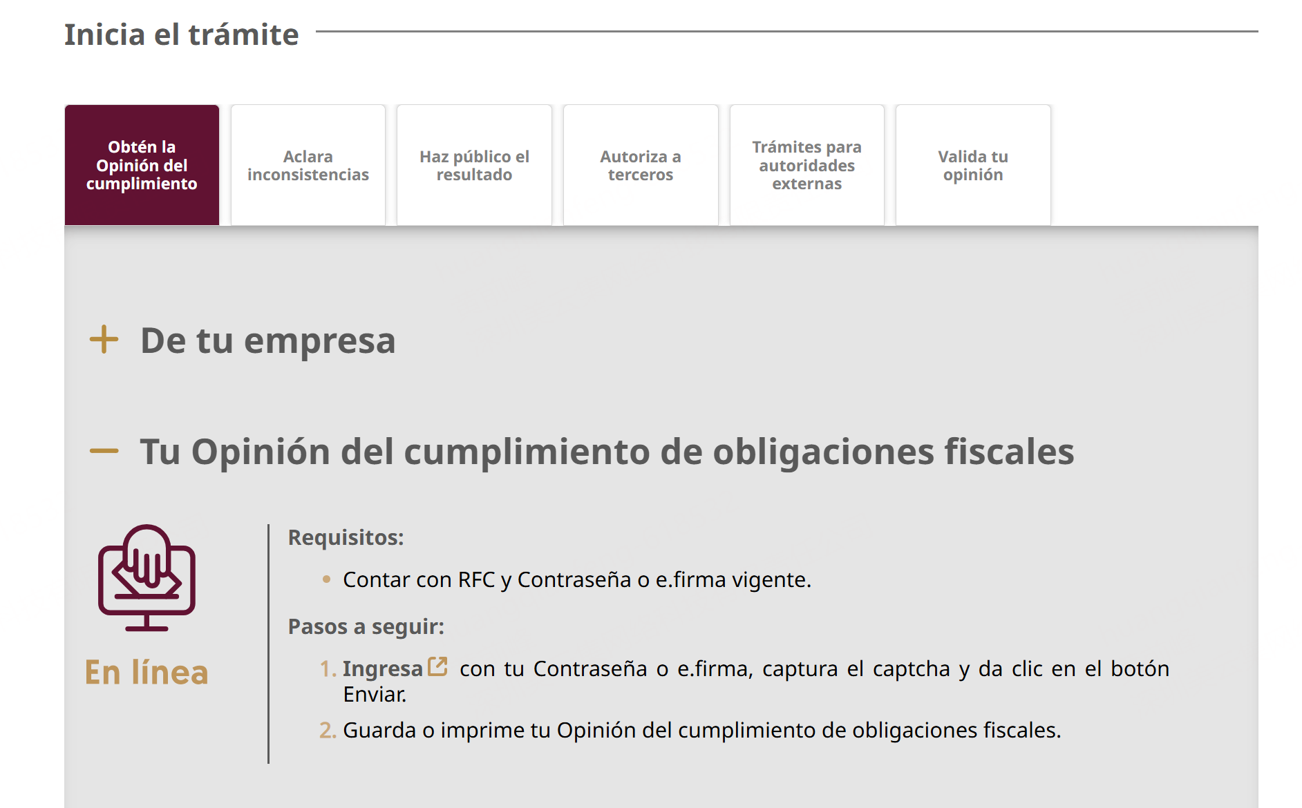 obtener la opinión de cumplimiento SAT