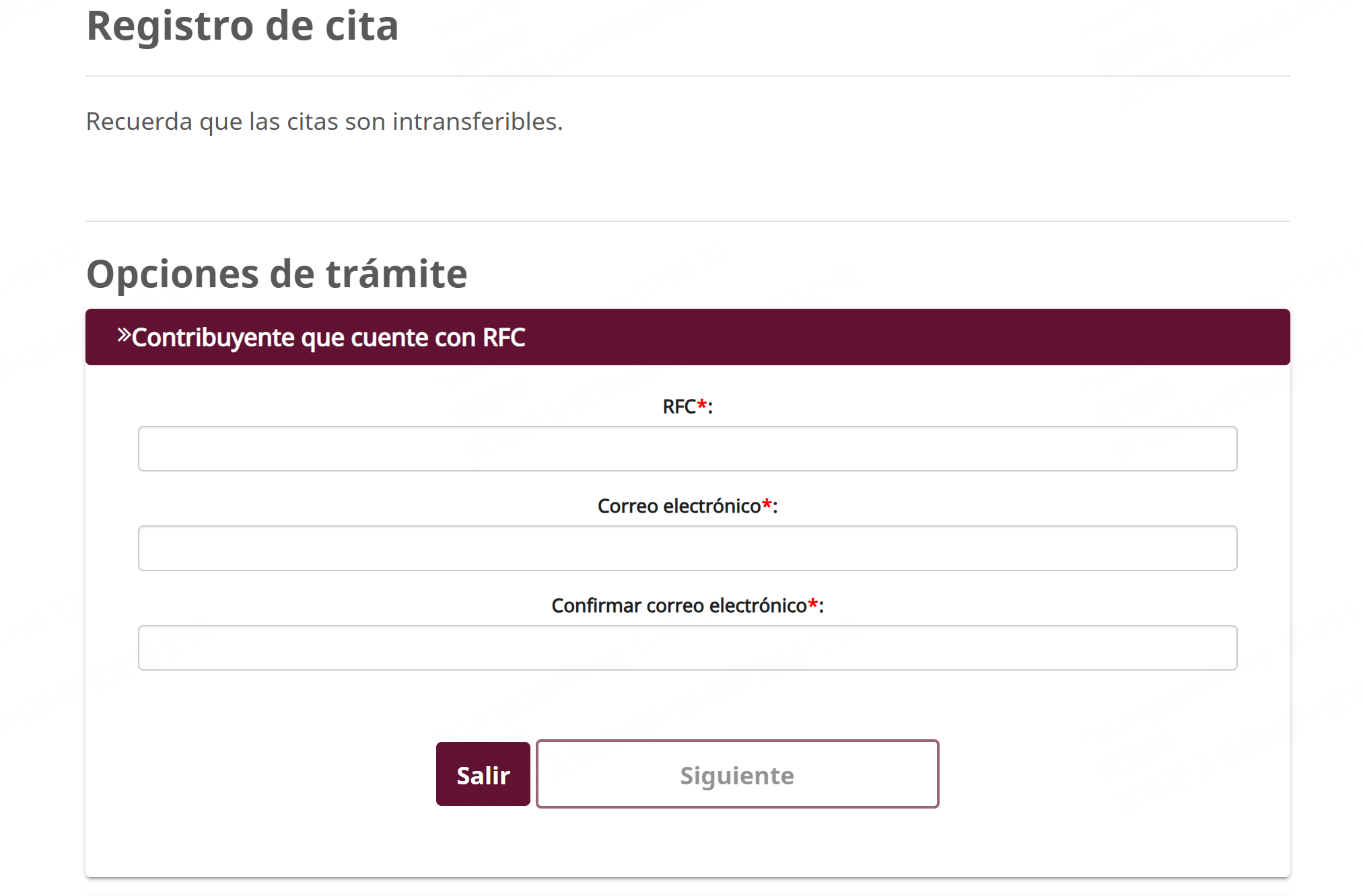 Agendar cita con RFC