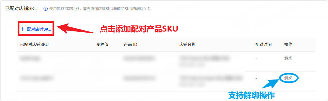 配对店铺SKU