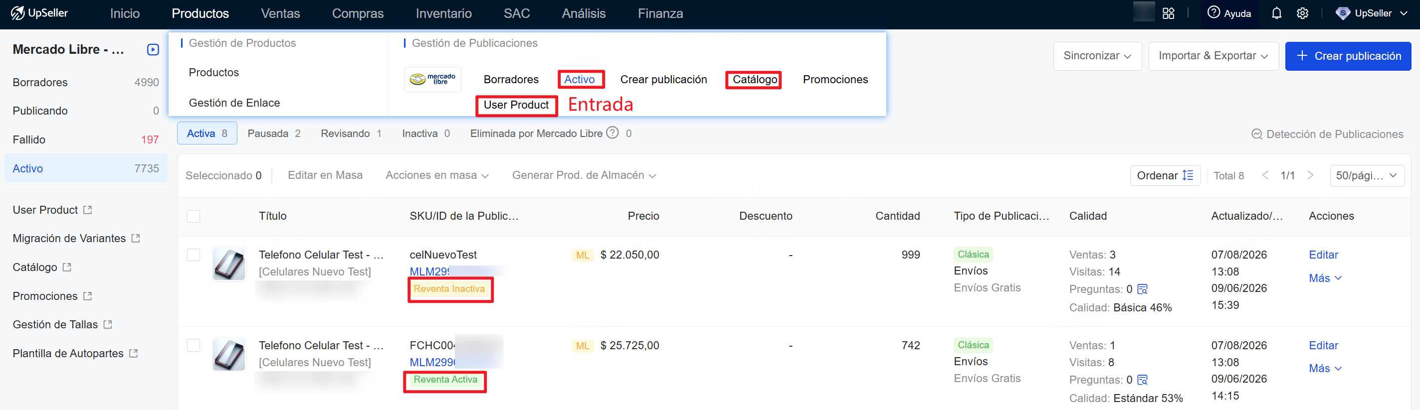 publicación es candidata para la reventa de Mercado Libre