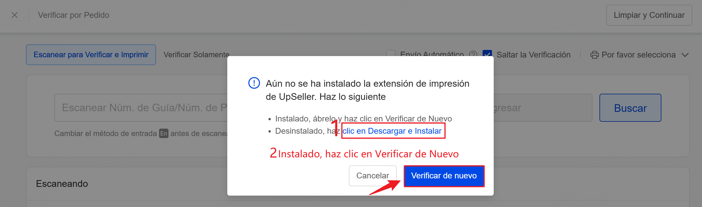 instalar la extensión de impresión