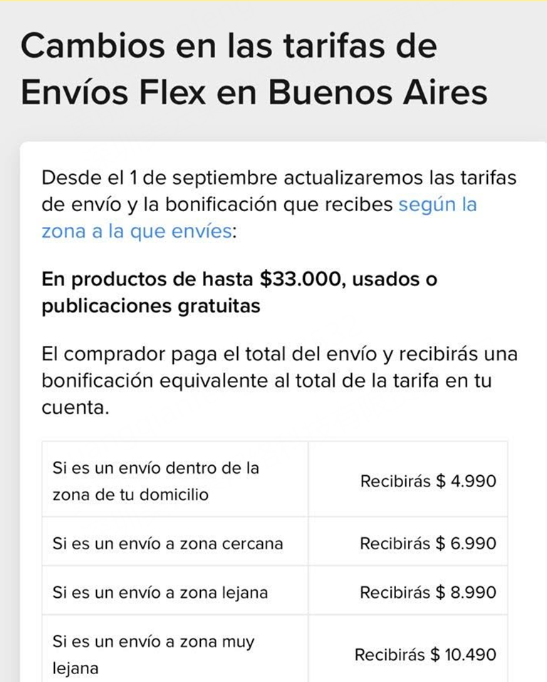 Mercado Libre actualizará las tarifas relacionadas con Envíos Flex
