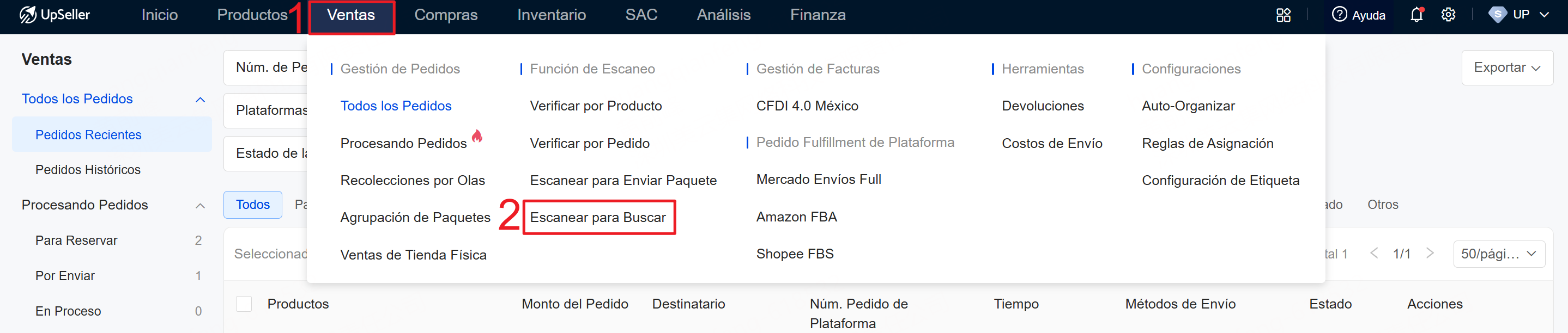 Entrada de Escanear para Buscar