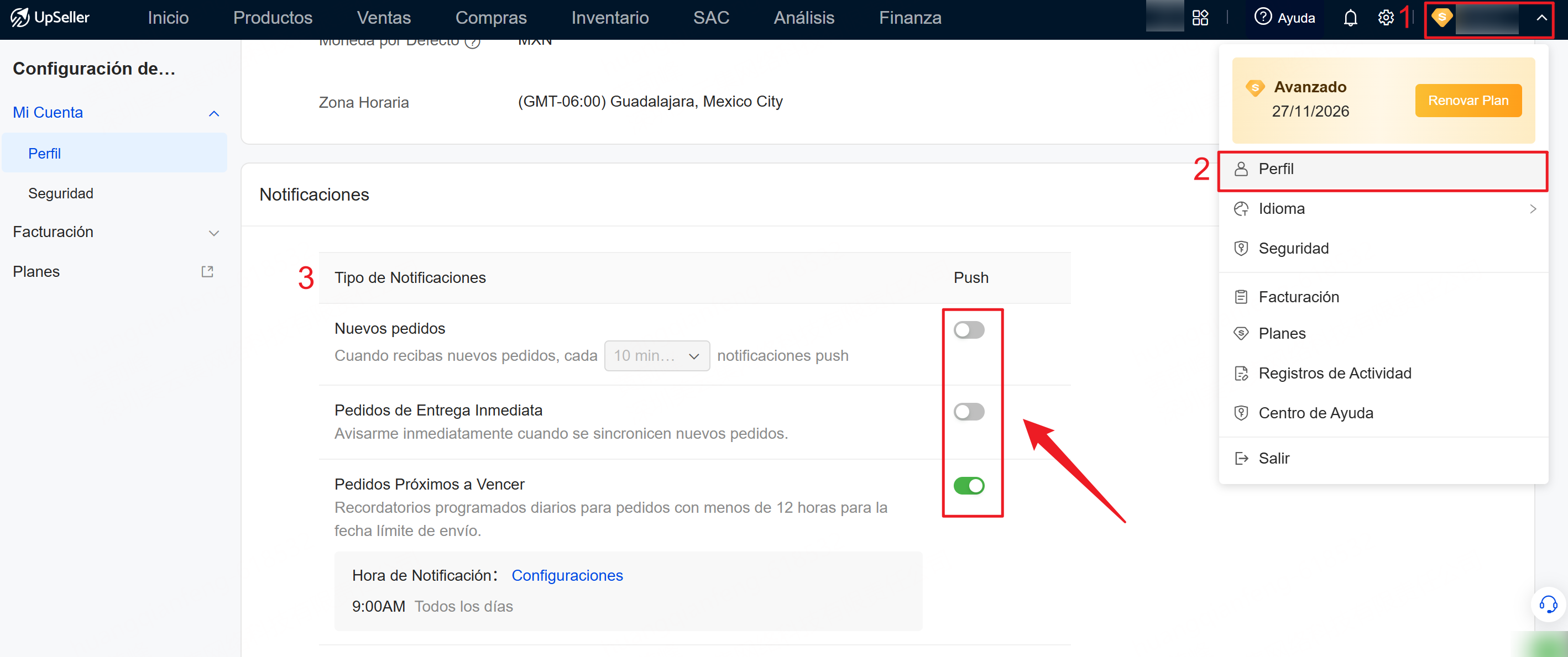 Habilita notificaciones de pedidos en Web