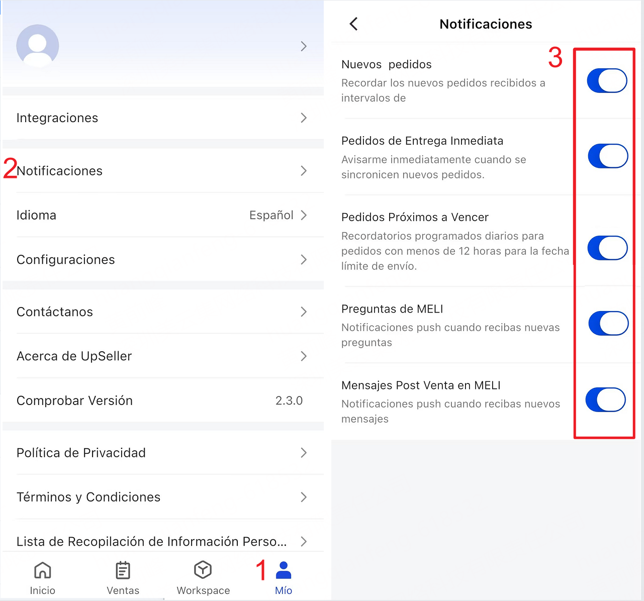 Cómo configuro notificaciones en la app mobile