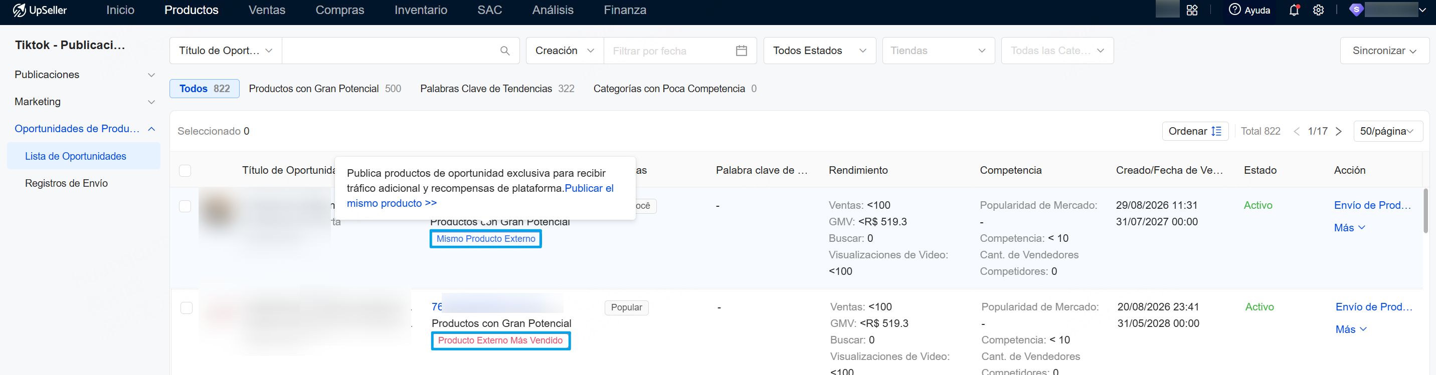 Qué significan Mismo Producto Externo y Producto Externo Más Vendido
