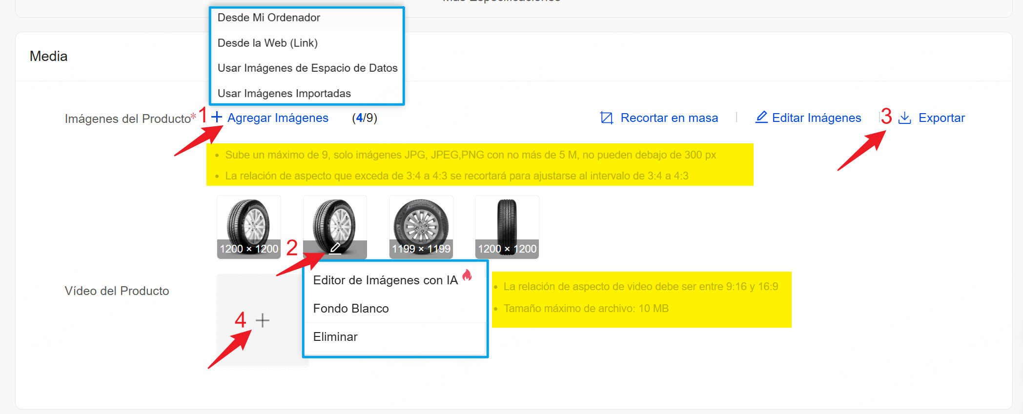 Cargar imágenes y video para TikTokShop