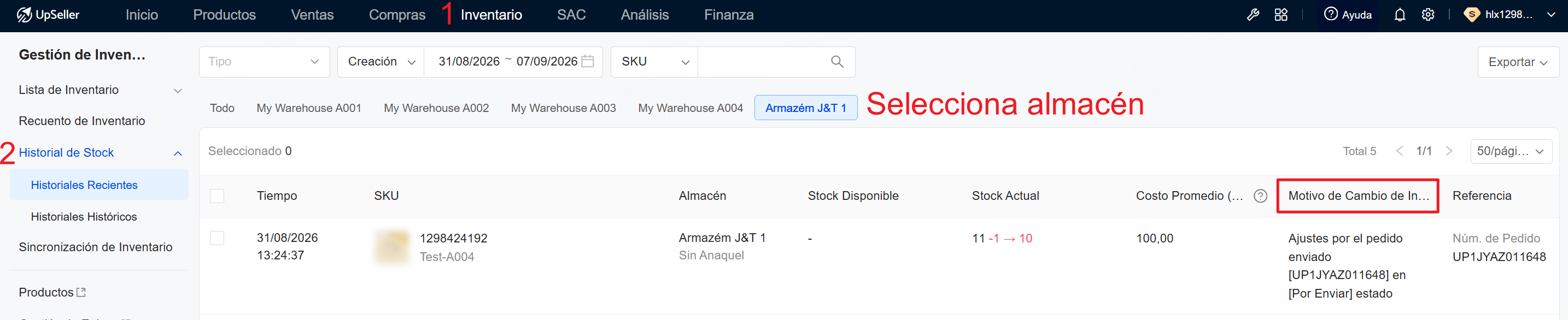 Movimientos de inventario