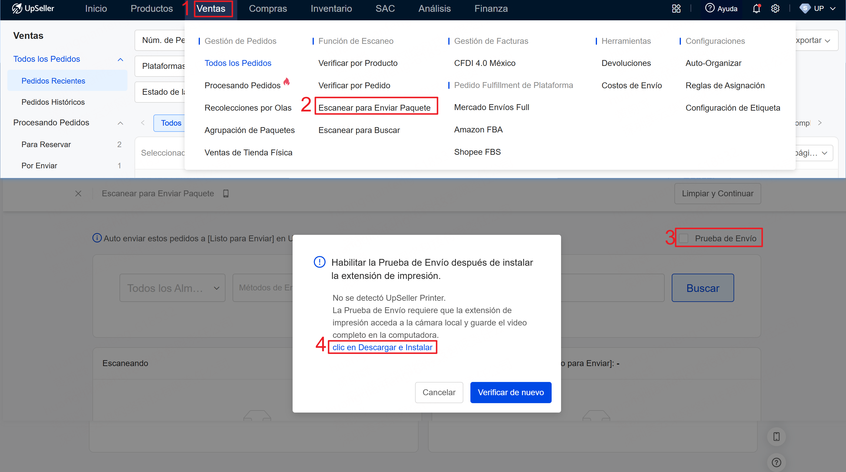 Entrada de descarga de la extensión UpSeller Printer