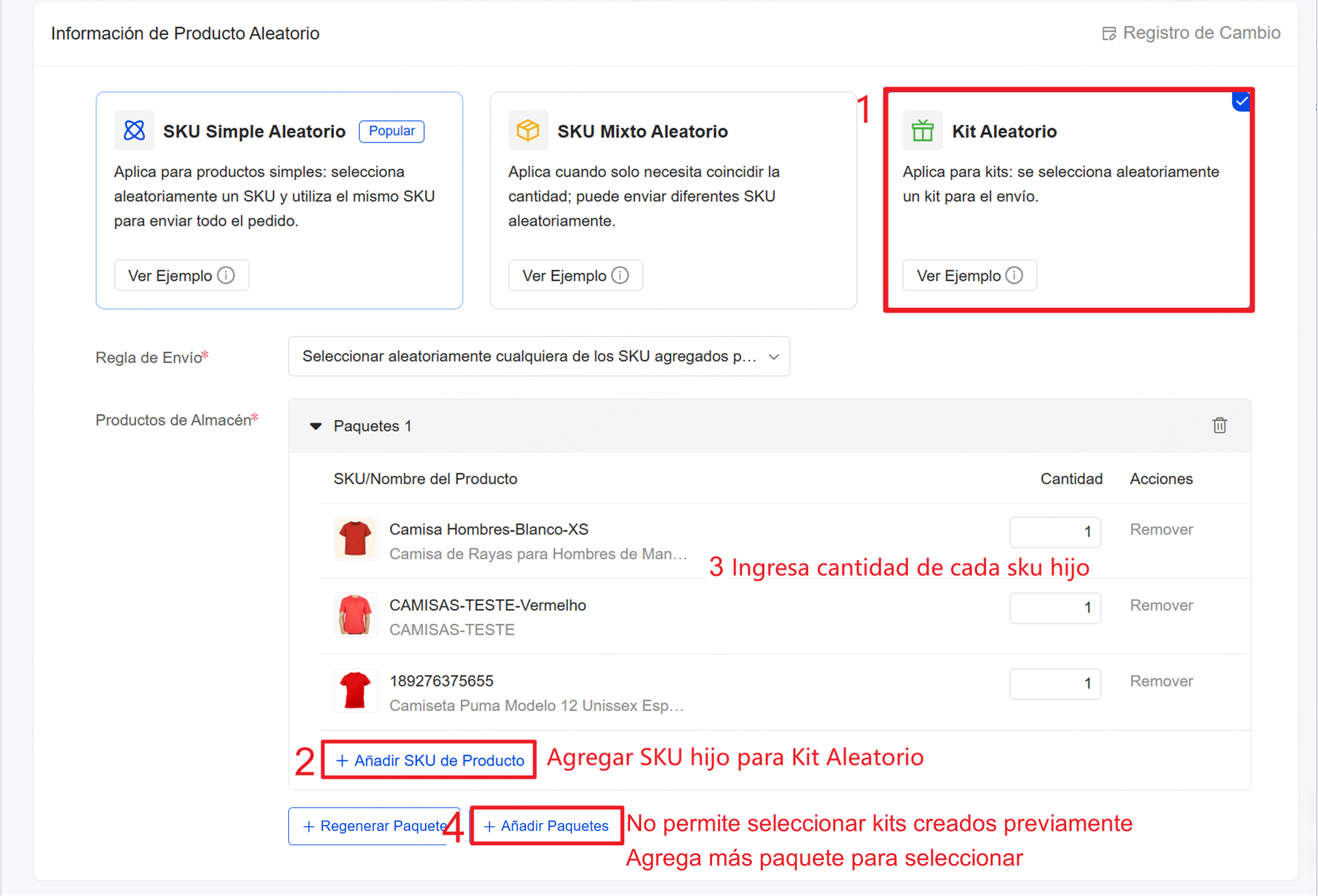 Añadir Paquetes directamente
